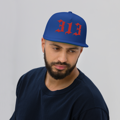 Detroit '313' Snapback (Old English Font) | 5-Panel - Aliform Red