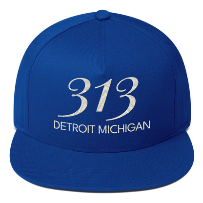 '313 Detroit Michigan' Snapback | 5-Panel - Ivory White