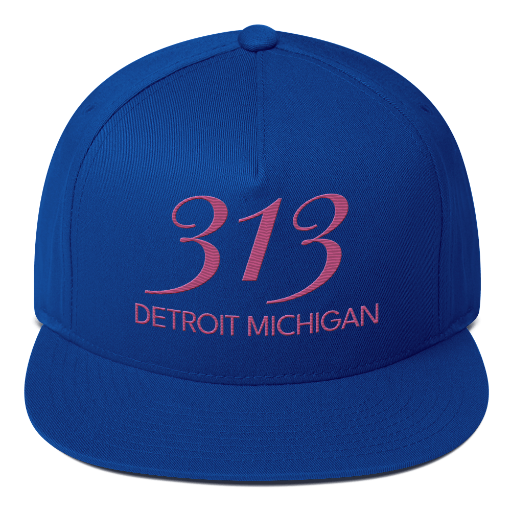 '313 Detroit Michigan' Snapback | 5-Panel - Apple Blossom Pink