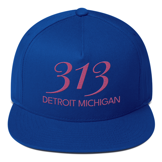 '313 Detroit Michigan' Snapback | 5-Panel - Apple Blossom Pink