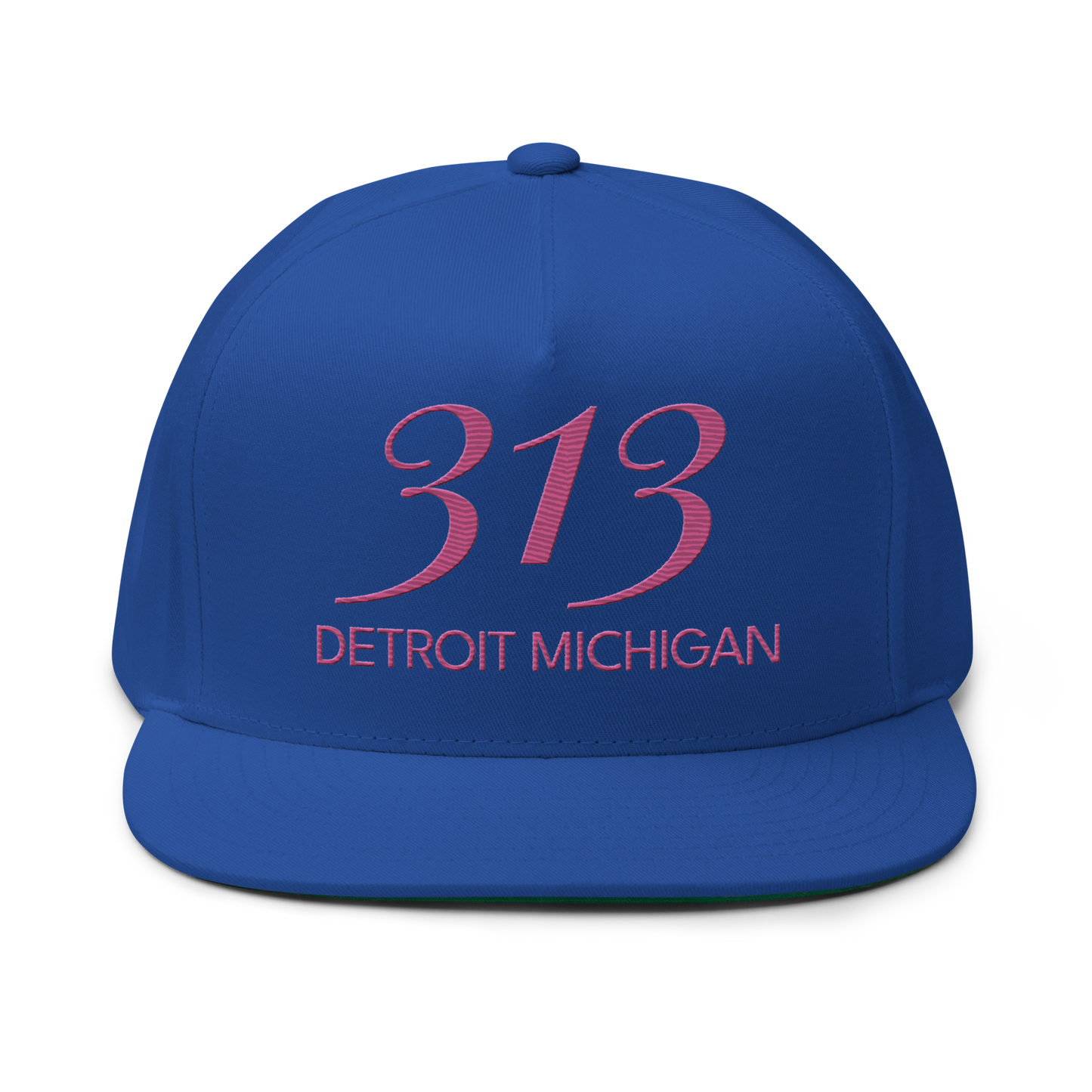 '313 Detroit Michigan' Snapback | 5-Panel - Apple Blossom Pink