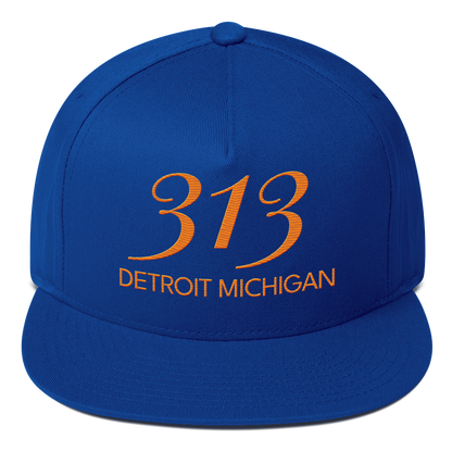 '313 Detroit Michigan' Snapback | 5-Panel - Orange