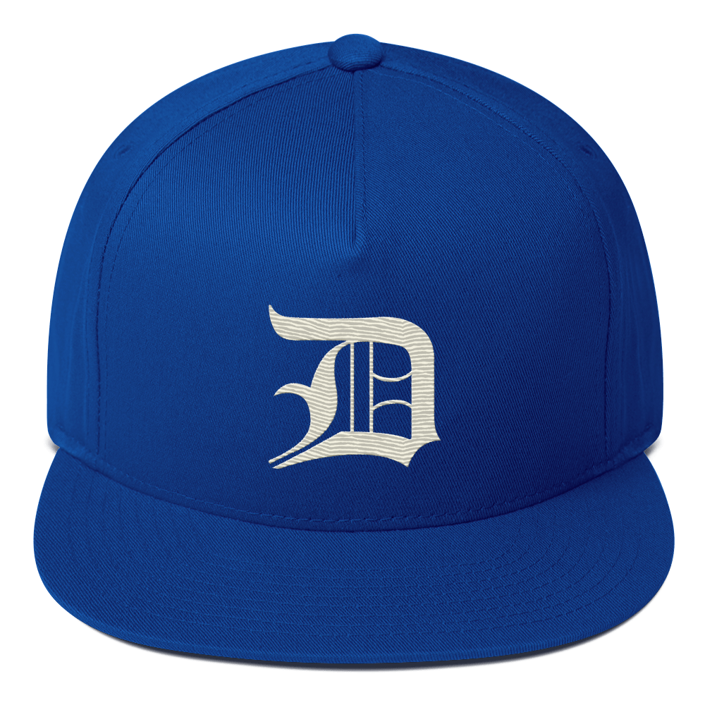 Detroit 'Old English D' Flat Bill Snapback (Ivory White)