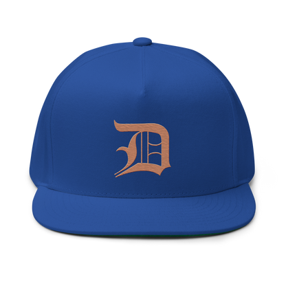 Detroit 'Old English D' Flat Bill Snapback (Copper Color)