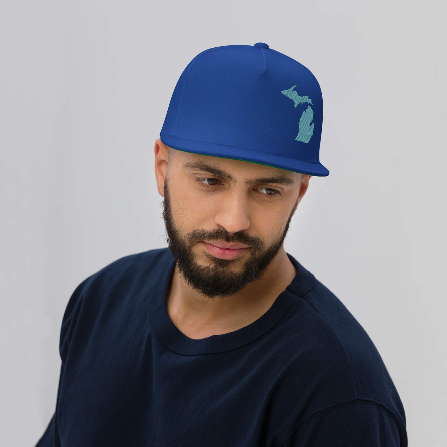 Michigan Snapback | 5-Panel - Huron Blue Outline