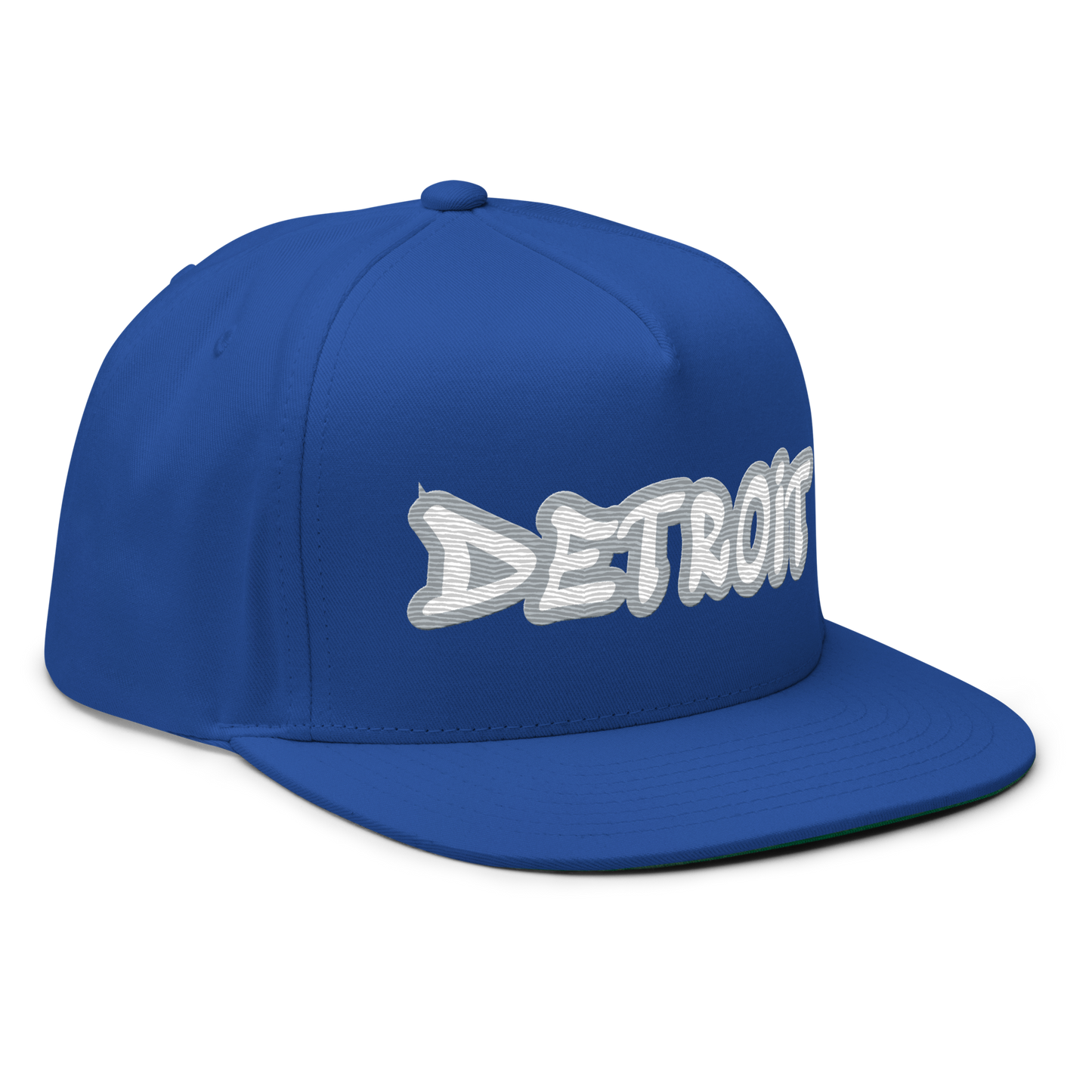 'Detroit' Flat Bill Snapback (Silver Tag Font)