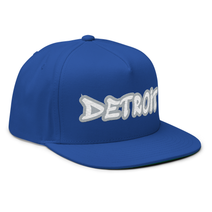 'Detroit' Flat Bill Snapback (Silver Tag Font)