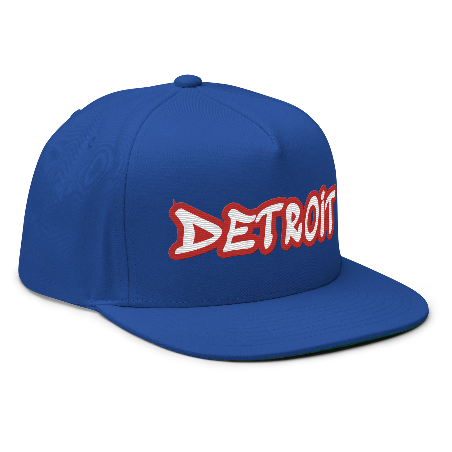 'Detroit' Flat Bill Snapback (Aliform Red Tag Font)