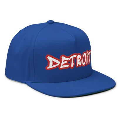 'Detroit' Flat Bill Snapback (Aliform Red Tag Font)