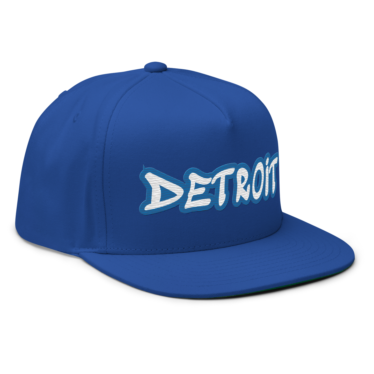 'Detroit' Flat Bill Snapback (Azure Tag Font)