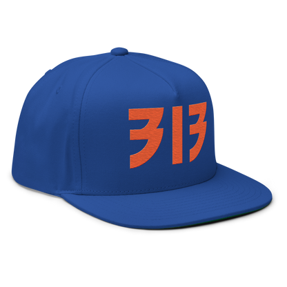 Detroit '313' Snapback (Glam Font) | 5-Panel - Orange