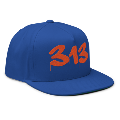 Detroit '313' Snapback (Tag Font) | 5-Panel - Maple Leaf Orange