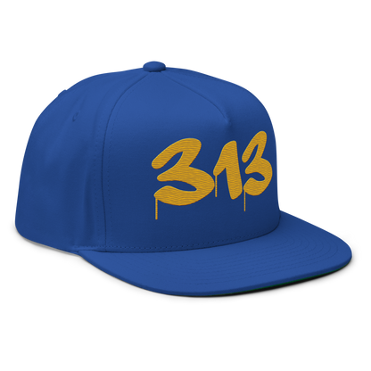 Detroit '313' Snapback (Tag Font) | 5-Panel - Gold