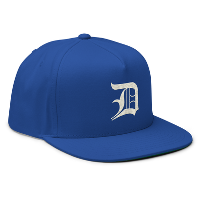 Detroit 'Old English D' Flat Bill Snapback (Ivory White)