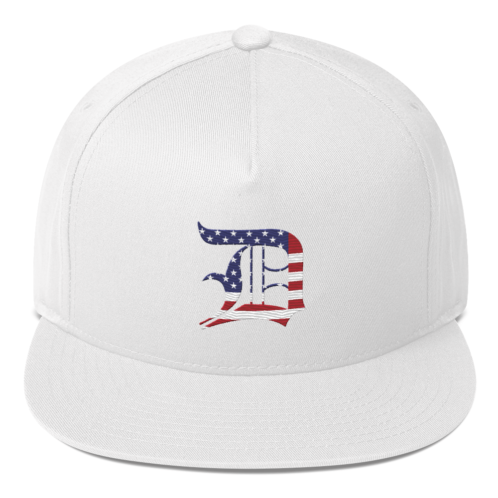 Detroit 'Old English D' Flat Bill Snapback (Patriotic Edition)