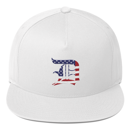 Detroit 'Old English D' Flat Bill Snapback (Patriotic Edition)