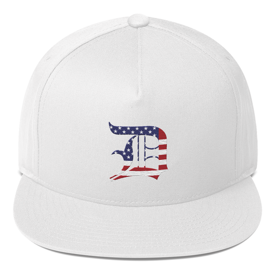 Detroit 'Old English D' Flat Bill Snapback (Patriotic Edition)