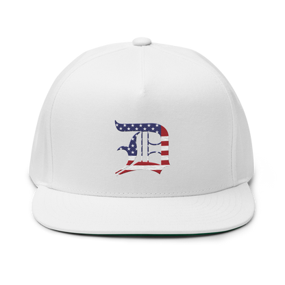 Detroit 'Old English D' Flat Bill Snapback (Patriotic Edition)