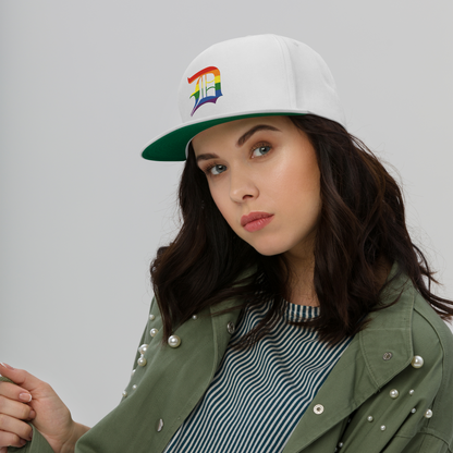 Detroit 'Old English D' Flat Bill Snapback (Rainbow Pride Edition)