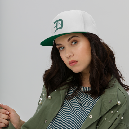 Detroit 'Old English D' Flat Bill Snapback (Copper Green)