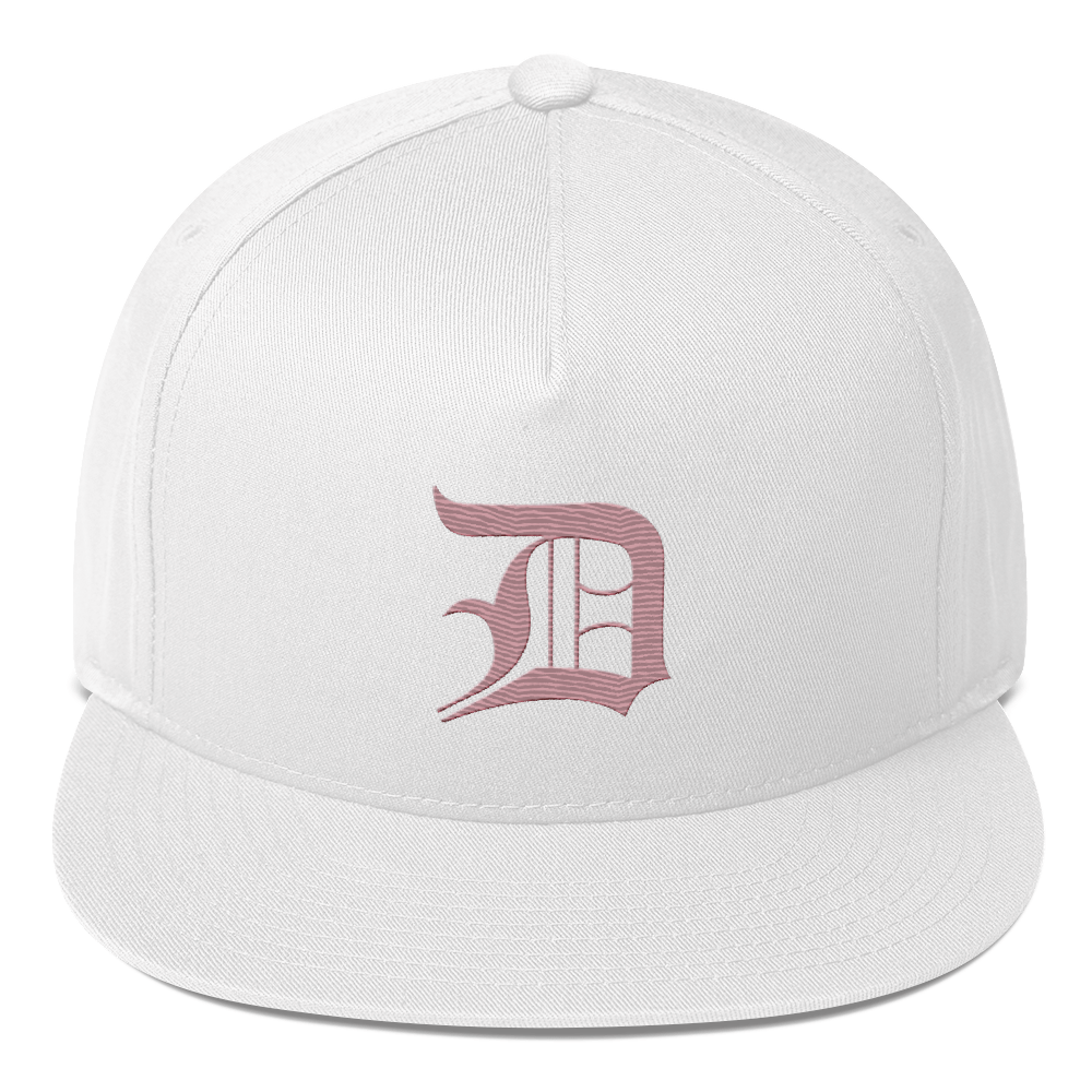 Detroit 'Old English D' Flat Bill Snapback (Cherry Blossom Pink)