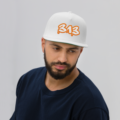 Detroit '313' Flat BIll Snapback (Orange Tag Font)