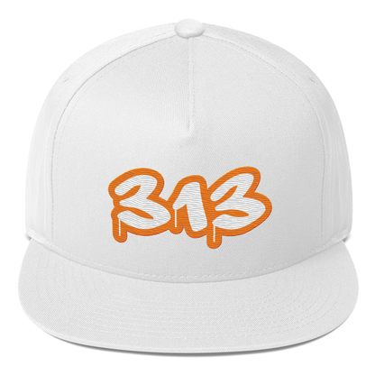 Detroit '313' Flat BIll Snapback (Orange Tag Font)