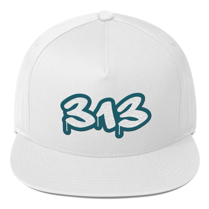 Detroit '313' Flat BIll Snapback (Auburn Hills Teal Tag Font)