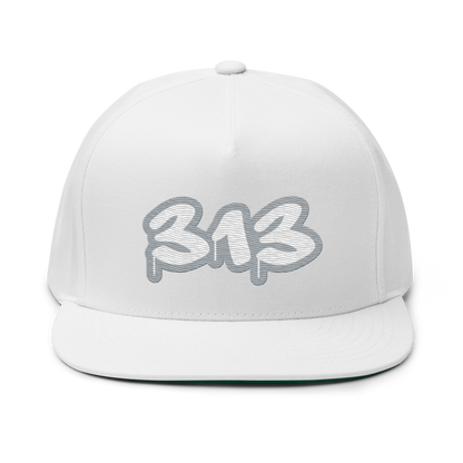 Detroit '313' Flat BIll Snapback (Silver Tag Font)