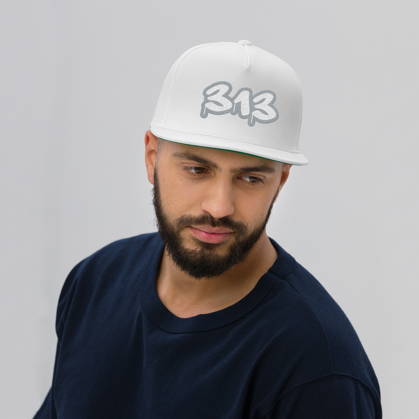 Detroit '313' Flat BIll Snapback (Silver Tag Font)