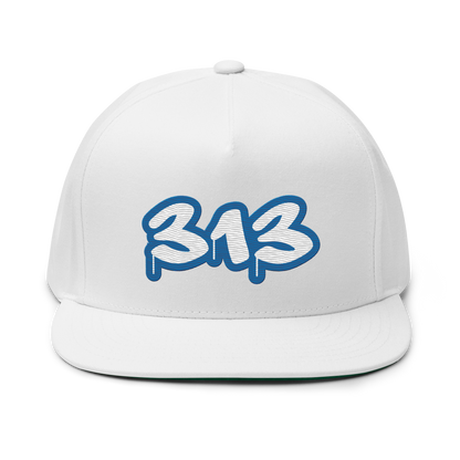 Detroit '313' Flat BIll Snapback (Azure Tag Font)