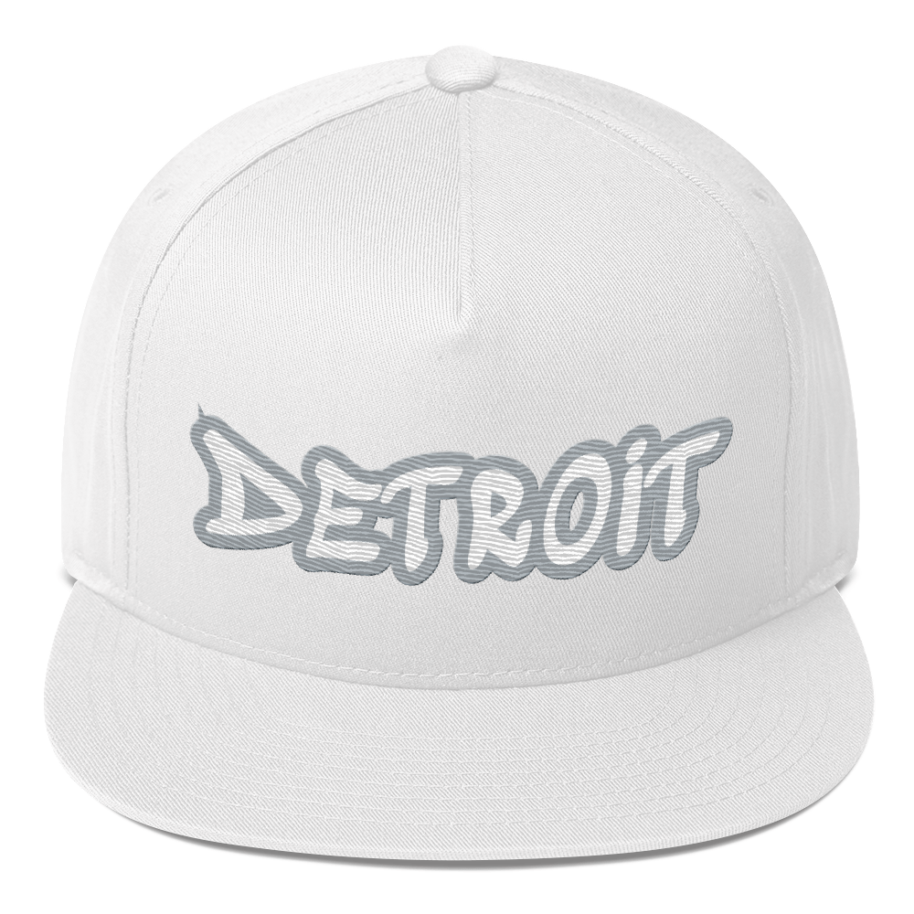 'Detroit' Flat Bill Snapback (Silver Tag Font)