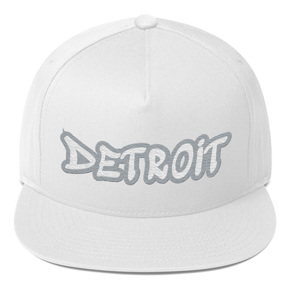 'Detroit' Flat Bill Snapback (Silver Tag Font)