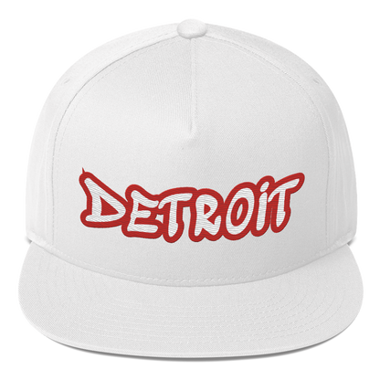 'Detroit' Flat Bill Snapback (Aliform Red Tag Font)