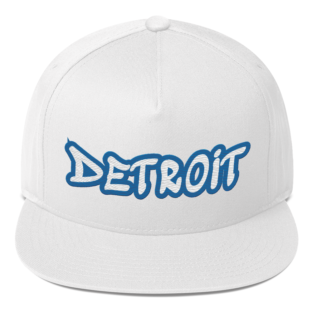 'Detroit' Flat Bill Snapback (Azure Tag Font)