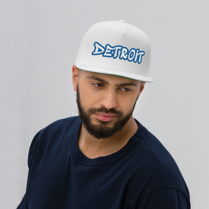 'Detroit' Flat Bill Snapback (Azure Tag Font)