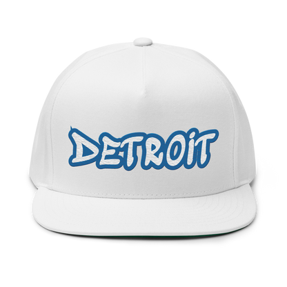 'Detroit' Flat Bill Snapback (Azure Tag Font)