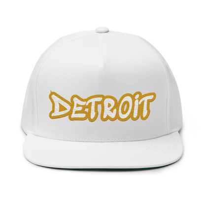 'Detroit' Flat Bill Snapback (Gold Tag Font)