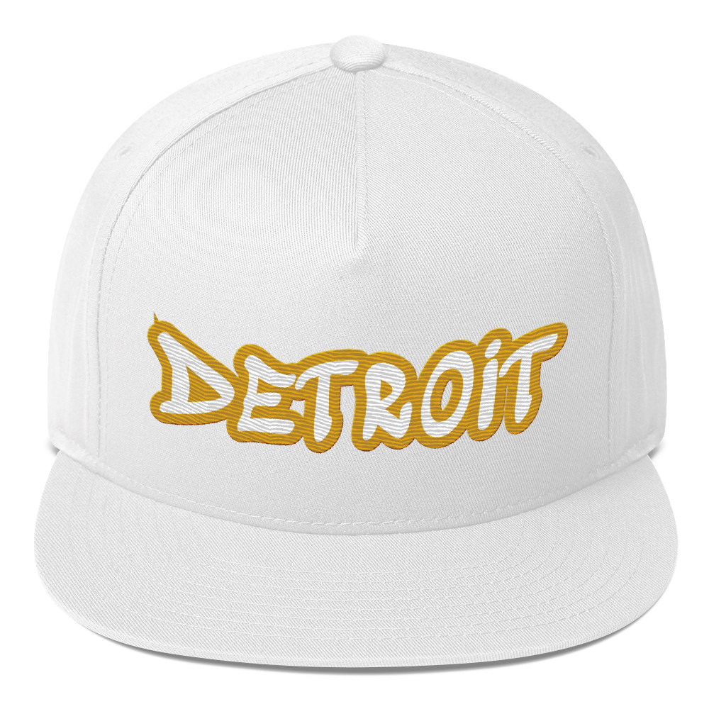 'Detroit' Flat Bill Snapback (Gold Tag Font)