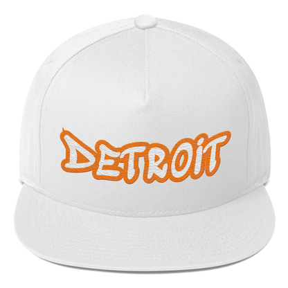 'Detroit' Flat Bill Snapback (Orange Tag Font)