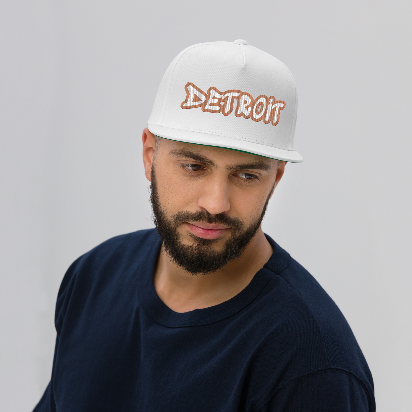 'Detroit' Flat Bill Snapback (Copper Tag Font)