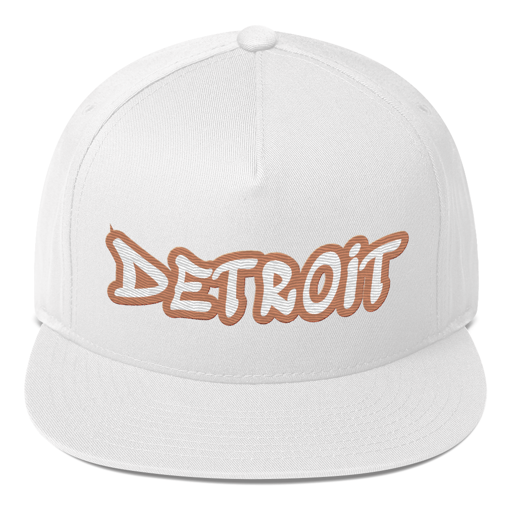 'Detroit' Flat Bill Snapback (Copper Tag Font)