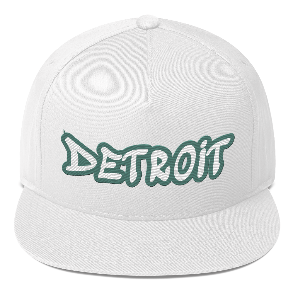 'Detroit' Flat Bill Snapback (Copper Green Tag Font)