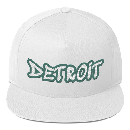 'Detroit' Flat Bill Snapback (Copper Green Tag Font)