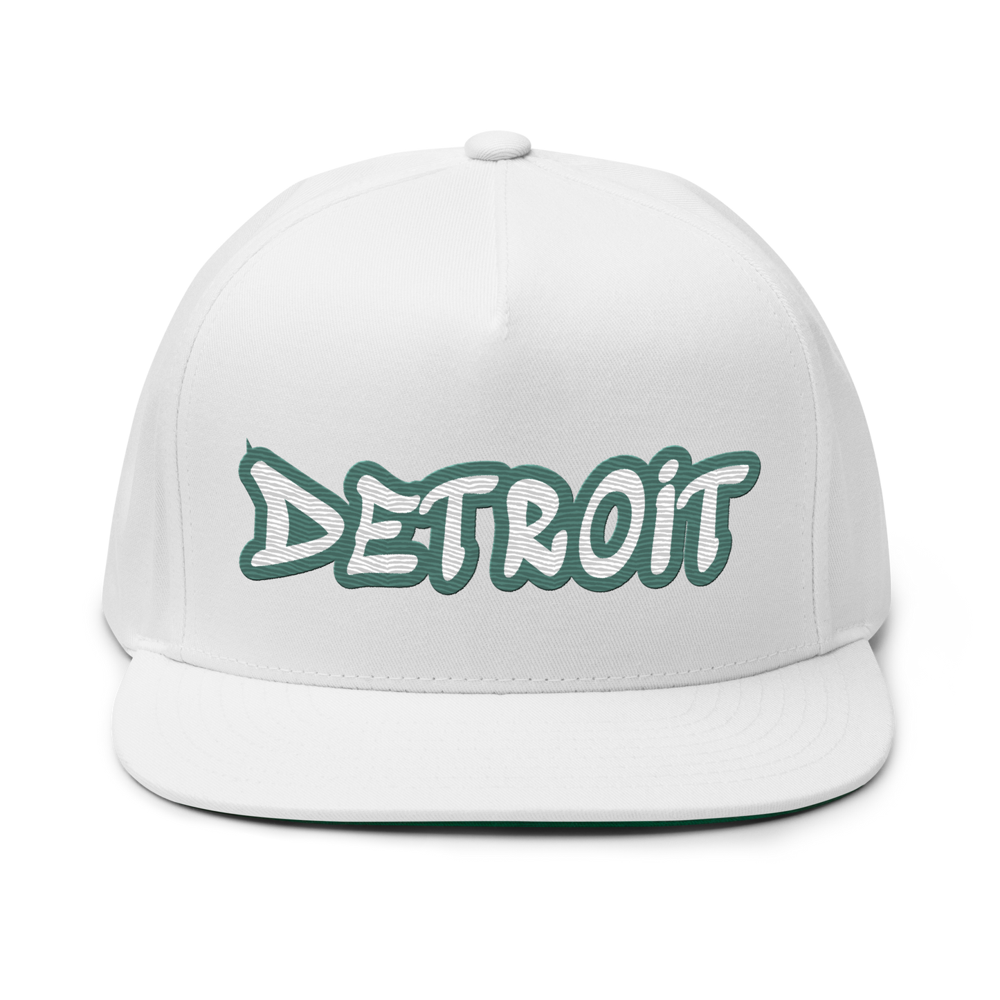 'Detroit' Flat Bill Snapback (Copper Green Tag Font)