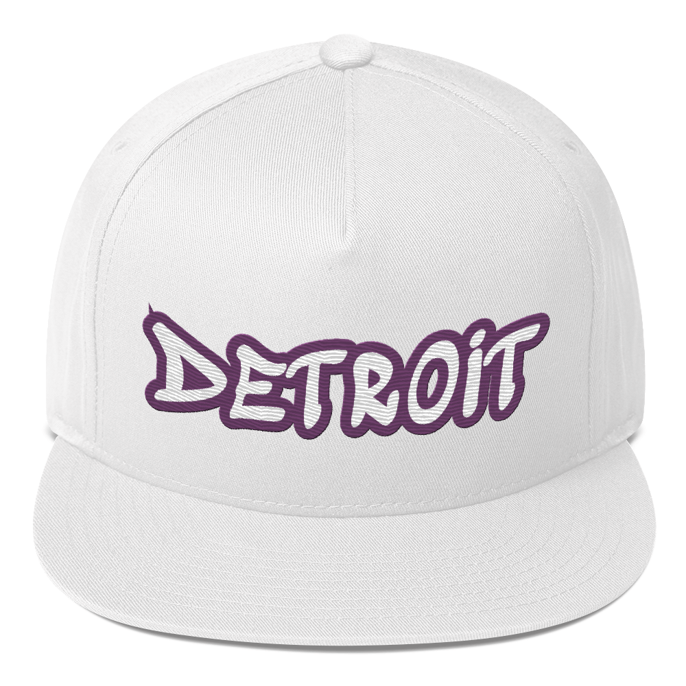 'Detroit' Flat Bill Snapback (Plum Tag Font)