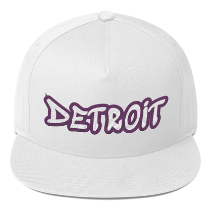 'Detroit' Flat Bill Snapback (Plum Tag Font)