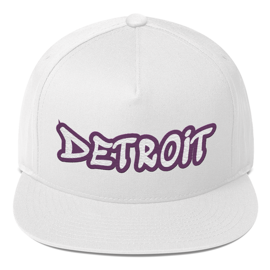 'Detroit' Flat Bill Snapback (Plum Tag Font)