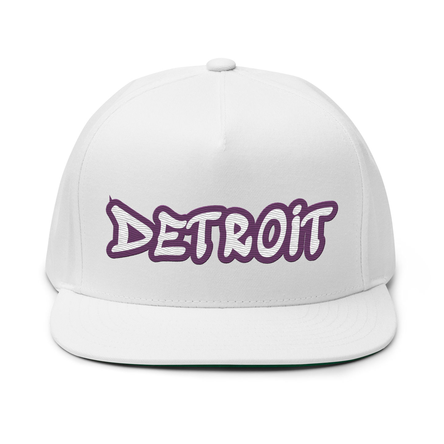 'Detroit' Flat Bill Snapback (Plum Tag Font)