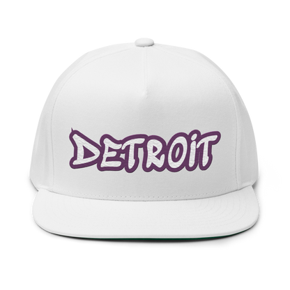 'Detroit' Flat Bill Snapback (Plum Tag Font)